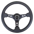 Nrg NRG RST-006BK Spoke & Circle Cutouts Reinforced Steering Wheel; Black Leather with Black - 350 mm RST-006BK